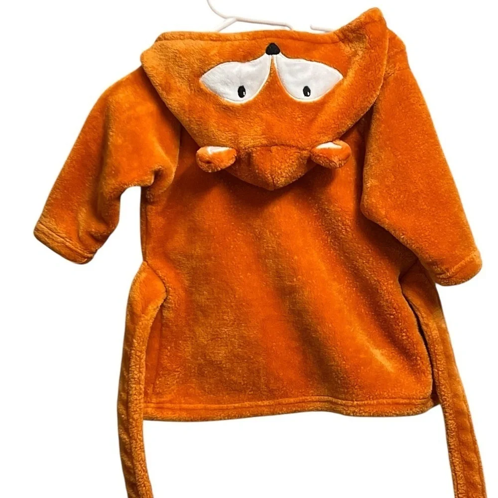 Hudson Baby Plush Bathrobe Fox Orange 0-9 Months Tie Front